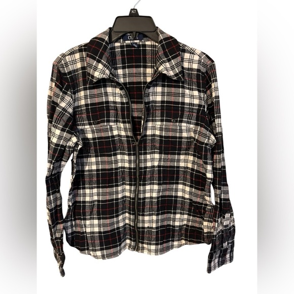 Chaps Tops - Chaps Flannel Shirt Women’s Plaid Zip Up Long Sleeve Flap Pockets